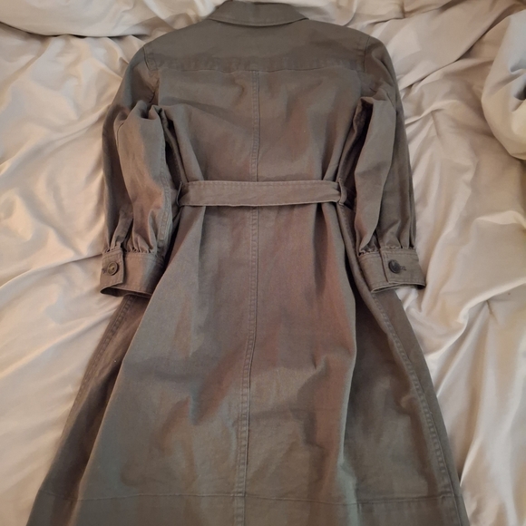 Free Assembly Women's Green Denim Midi Dress with Belted Waist & Classic Collar - Picture 6 of 8